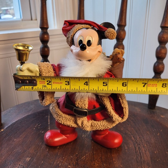 Vintage Walt Disney Mickey Mouse Santa Christmas Suit Fabric Mache 8" Toy Sack - Picture 16 of 16